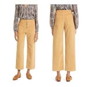 Veronica Beard Size 29 Crosbie Corduroy Crop Wide Leg Pants In Wood Thrush